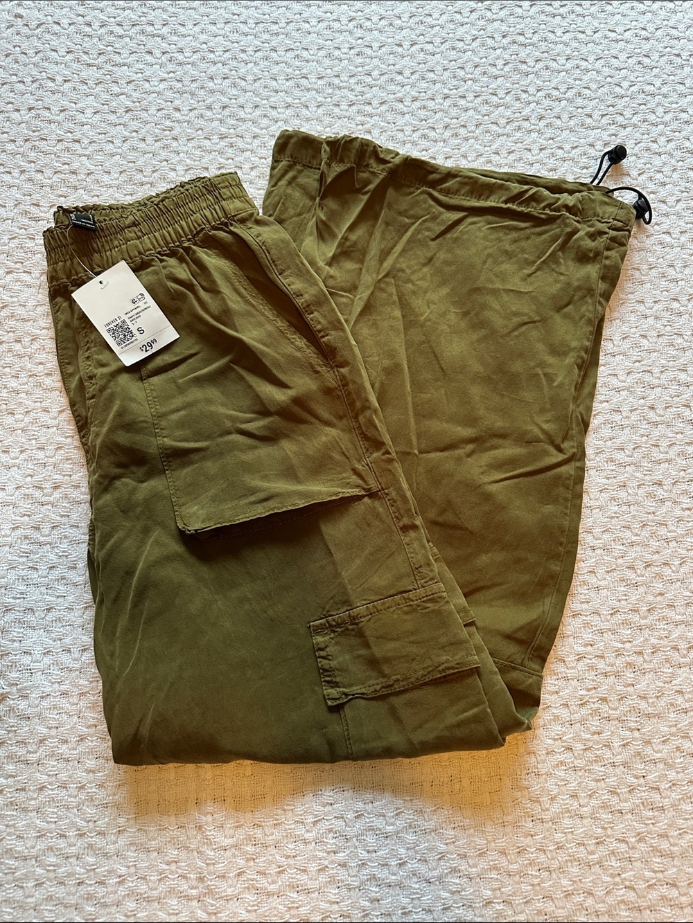 Forever 21 Olive Utility Wide-Leg Cargo Pants